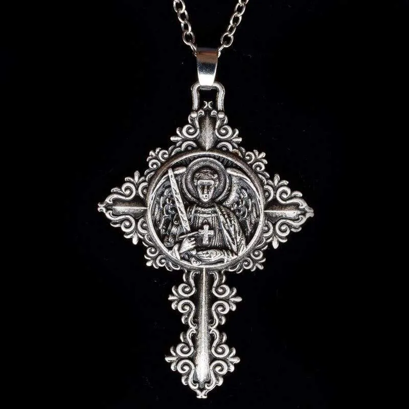 Men Necklace Archangel Michael Protect Me Saint Shield Protection Pendant Amulet Jewelry