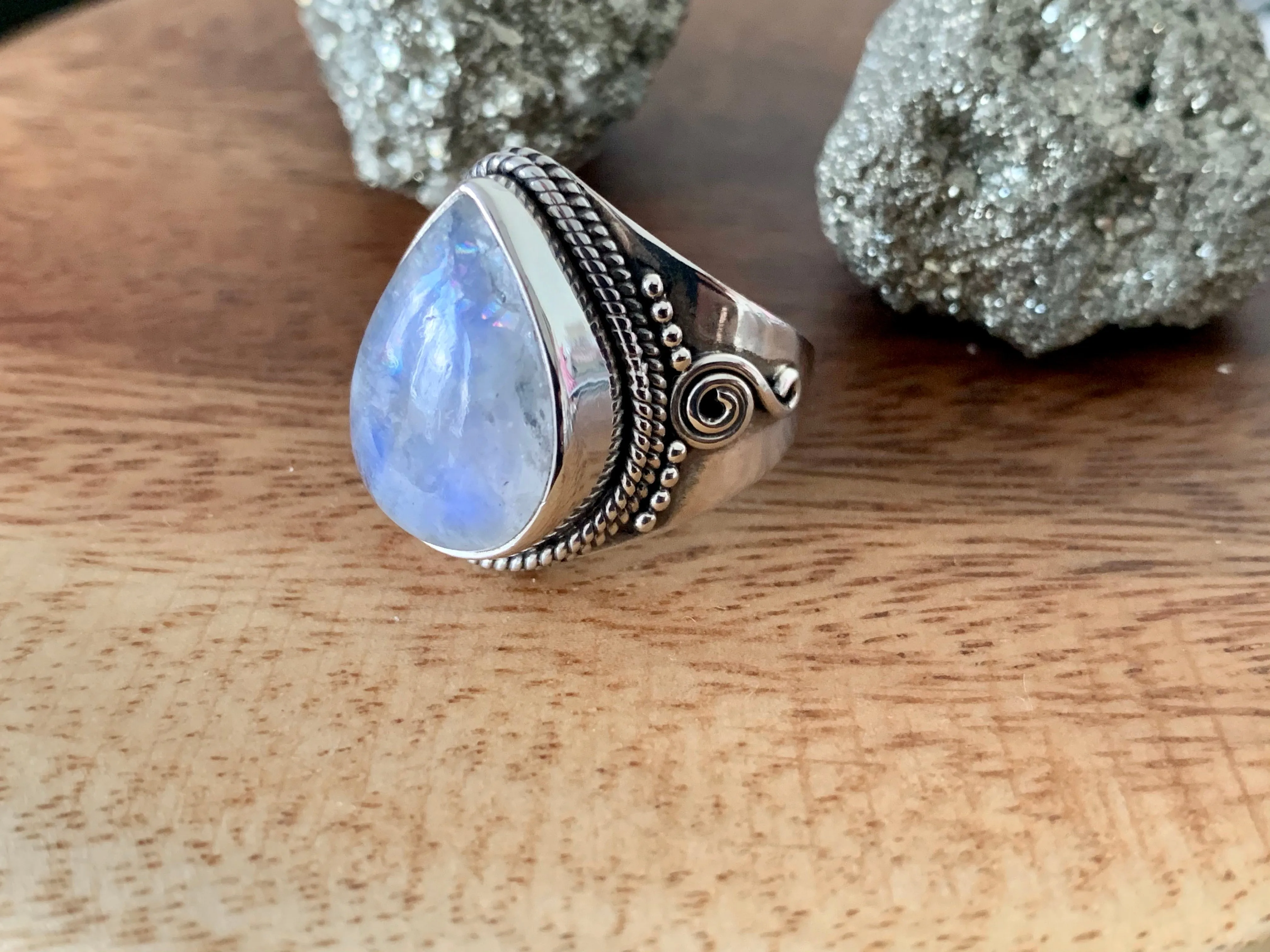 Moonstone Iria Ring - Medium Teardrop (US 10)