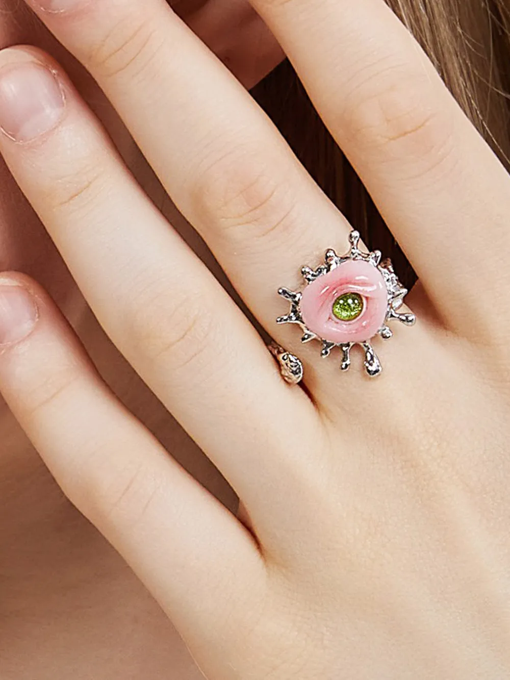 MUKTANK X QUANDO Pink Monster Sterling Silver Ring