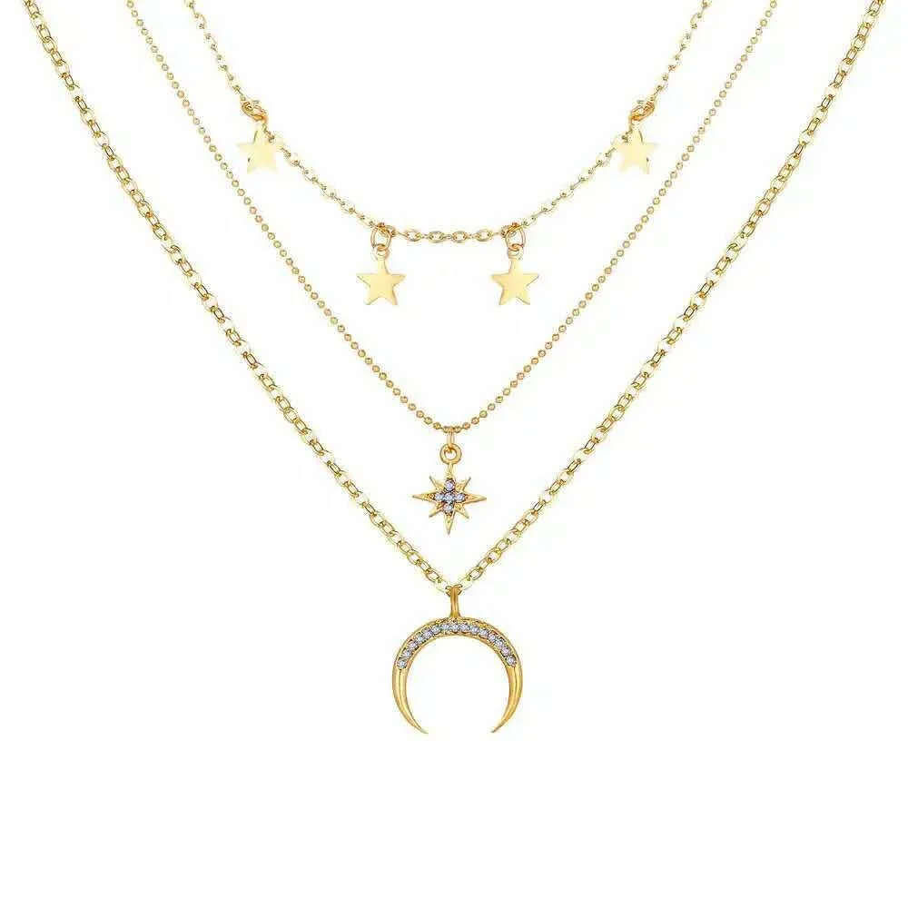 Multi Layer Lock Portrait Pendants Necklaces For Women Gold Metal Key Heart Necklace