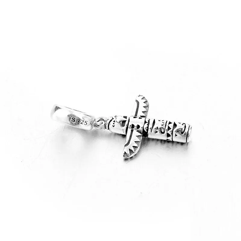 Native Indian Bird Totem Pole Charm 925 Sterling Silver