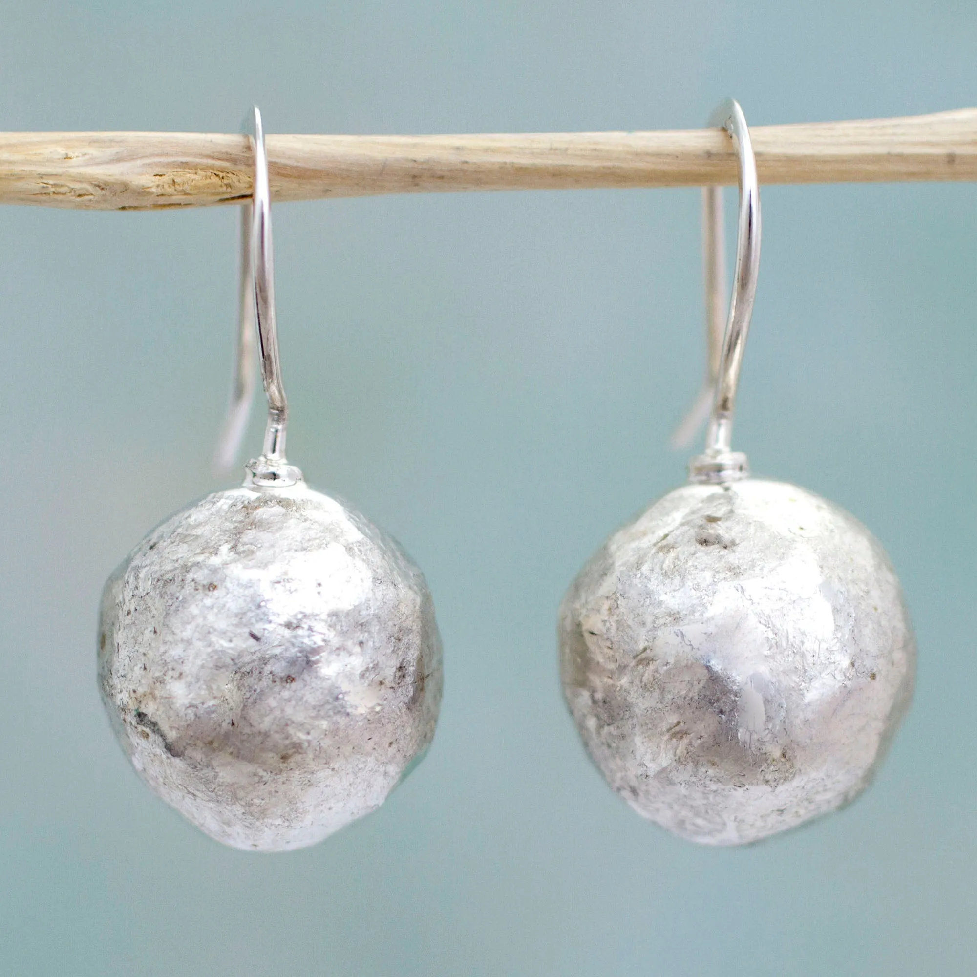 Nature's Treasures Hand Made Sterling Silver Round Drop Earrings from Mexico