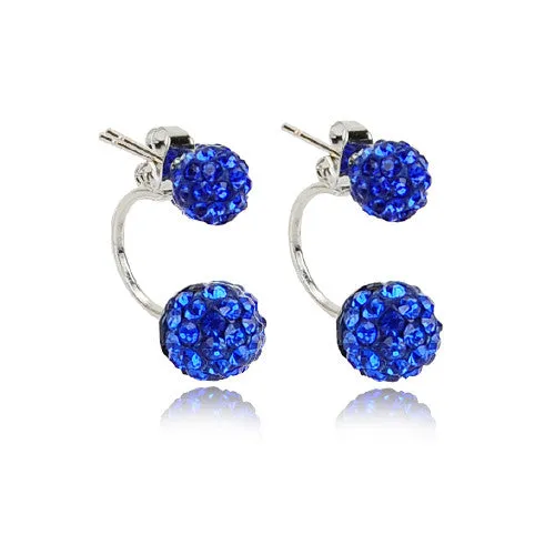 New Double Side Earrings Fashion Crystal Disco Ball Shamballa Stud Earrings for Women Stainless Steel Bottom Top Quality Brincos