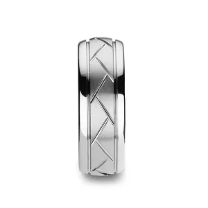 OCTAVIAN | Tungsten Ring with Crisscross Grooves