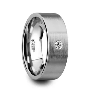 OLYMPUS | Flat Tungsten Ring with White Diamond