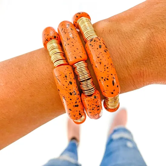 Orange and Black Speckle Bracelets ~ 2 Sizes