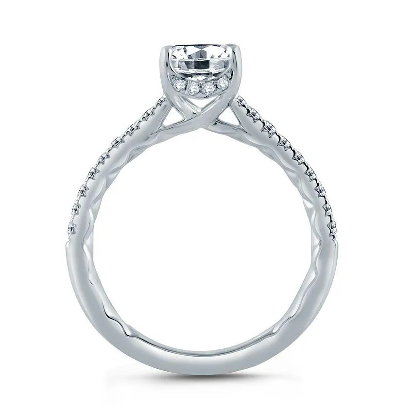 Oval Center Draped Gallery Solitaire Engagement Ring