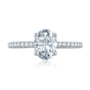 Oval Center Draped Gallery Solitaire Engagement Ring