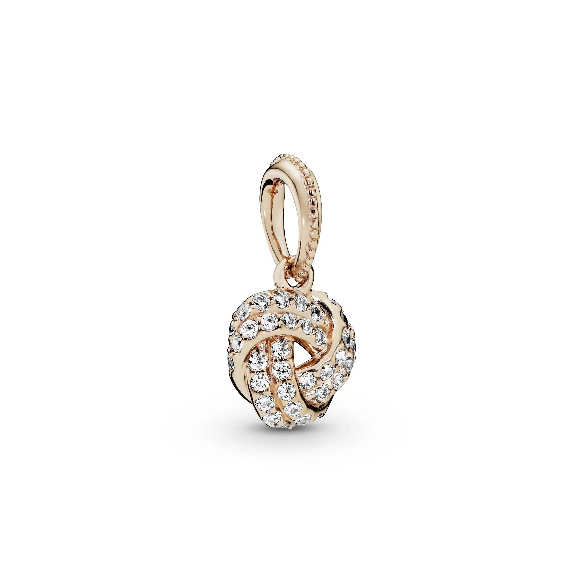 PANDORA Rose love knot pendant with clear cubic zirconia