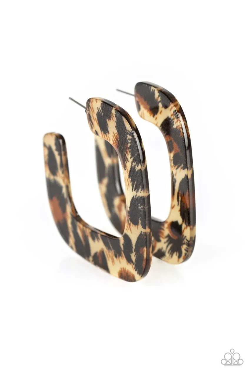 Paparazzi Earring ~ Cheetah Incognita - Brown