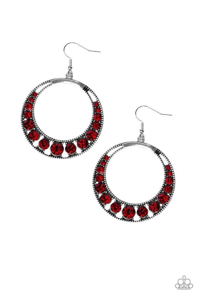 Paparazzi Earring ~ Ka-POW Dazzle - Red