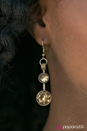 Paparazzi Earring ~ The SPARK-est Hour - Brass