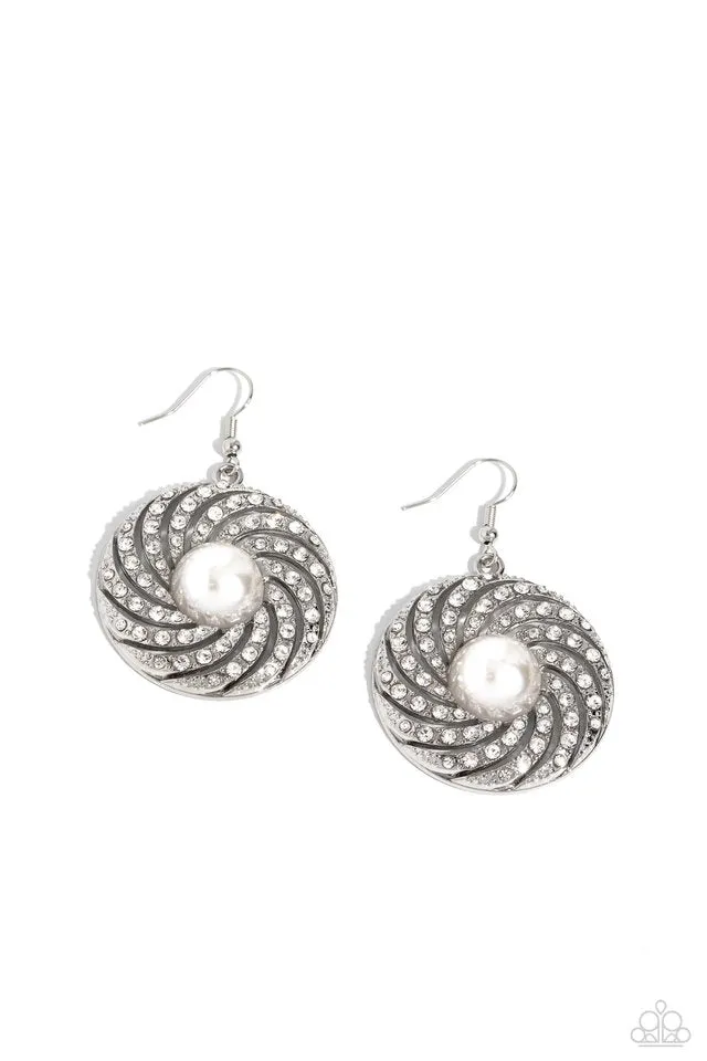 Paparazzi Earring ~ Vintage Vortex - White