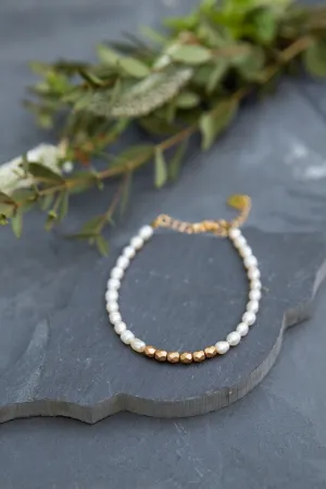 Pearl and Gold Station Bracelet