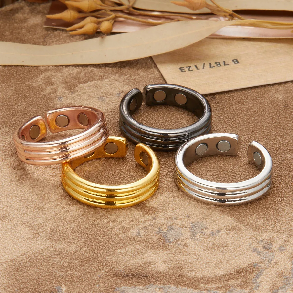 Personality Fashion Open Magnetic Health Rings for Women Men Magnetic Therapy Lose Weight Rings Keep Slim Health Care Jewelry