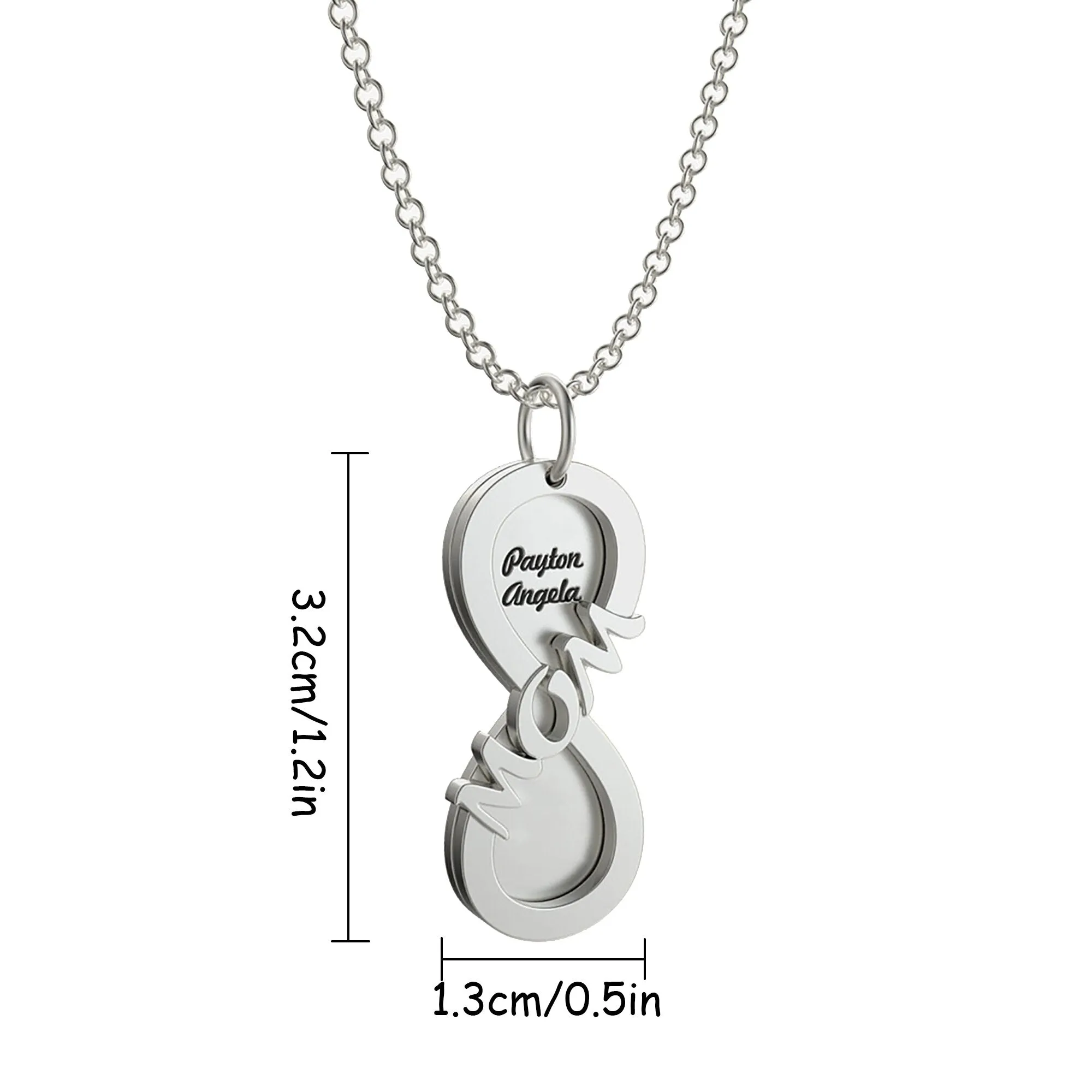 Personalized MOM Name Necklace Rotate Double Layer Pendant Best Gifts