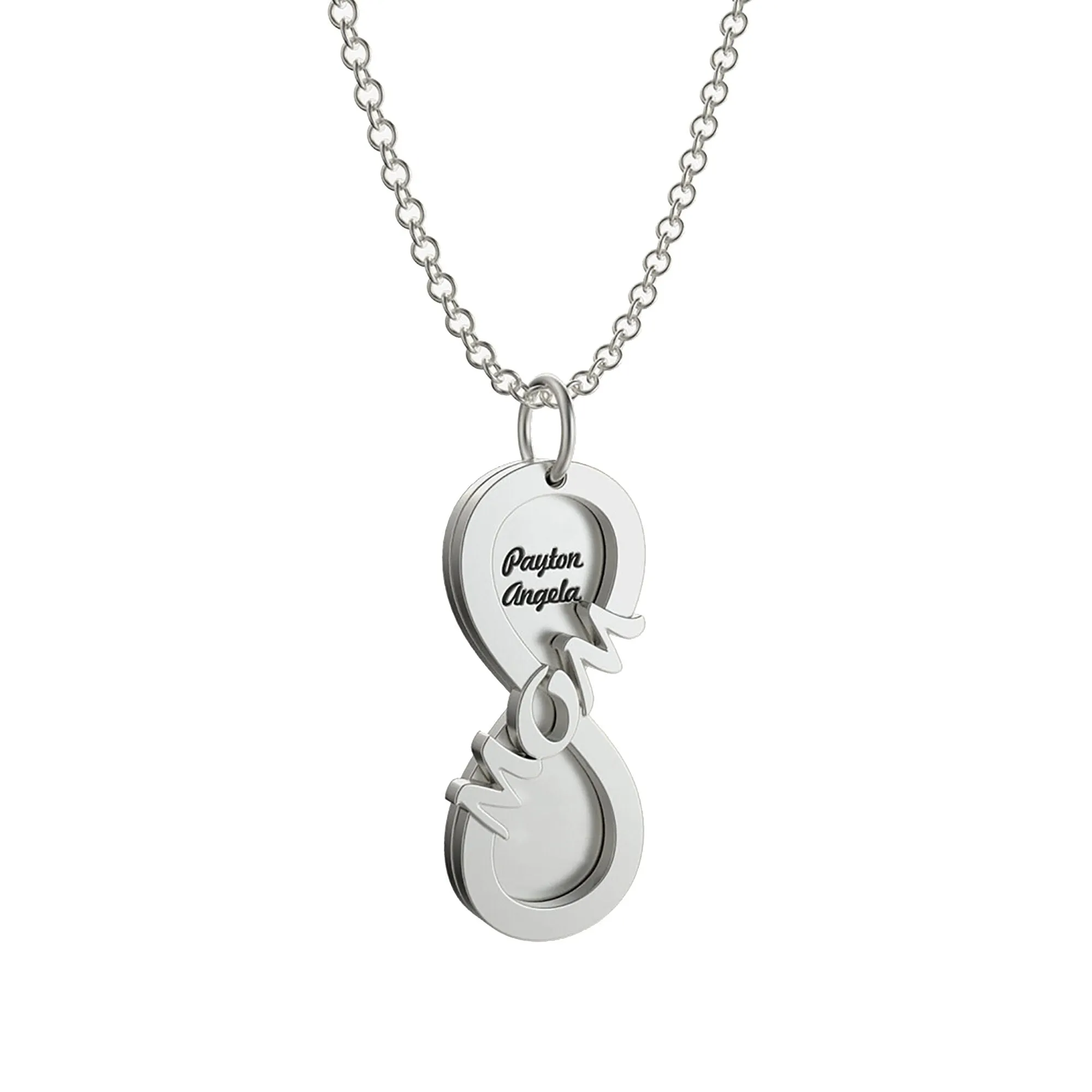 Personalized MOM Name Necklace Rotate Double Layer Pendant Best Gifts