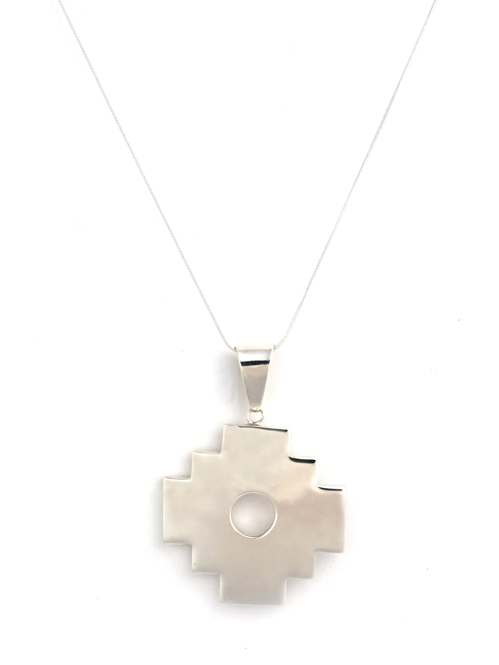 Peruvian Chakana Pendant Necklace - 950 Sterling Silver