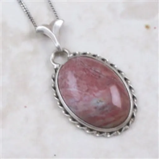 Pink Gemstone Pendant Necklace Muscovite Quartzite