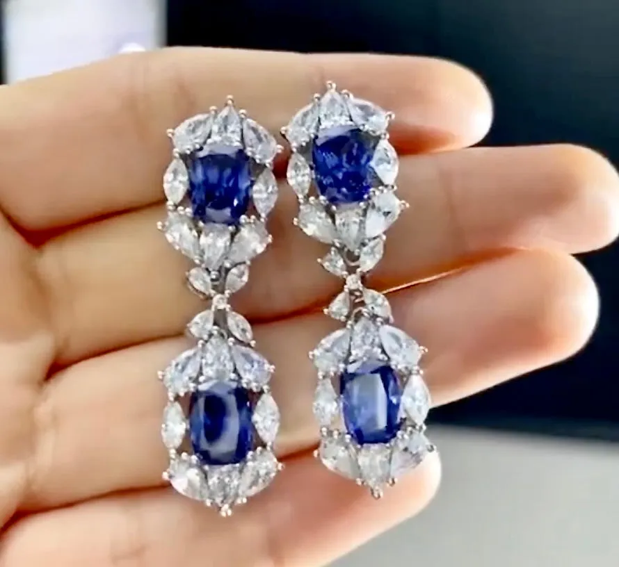 "Lillia" - Blue Cubic Zirconia Bridal Earrings