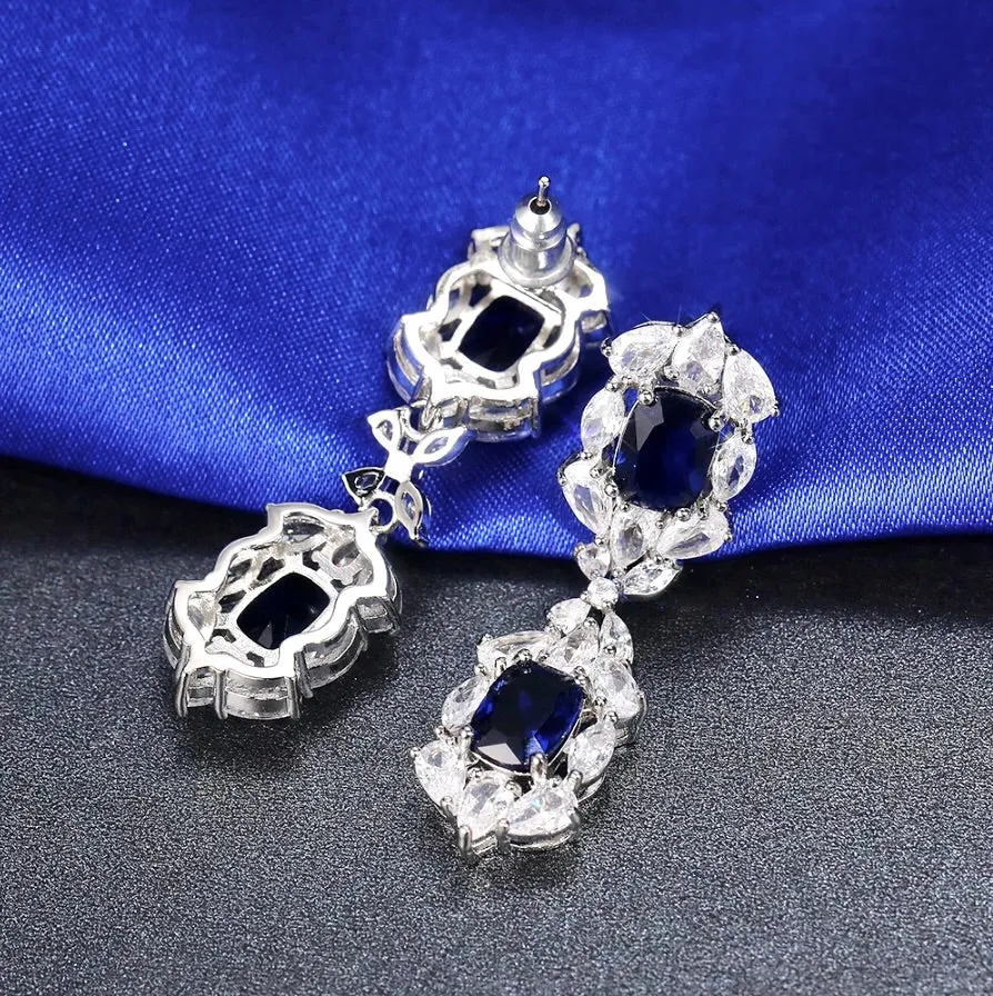 "Lillia" - Blue Cubic Zirconia Bridal Earrings