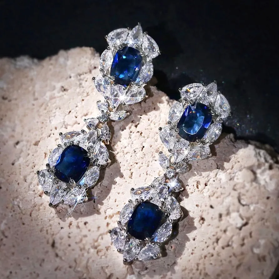 "Lillia" - Blue Cubic Zirconia Bridal Earrings