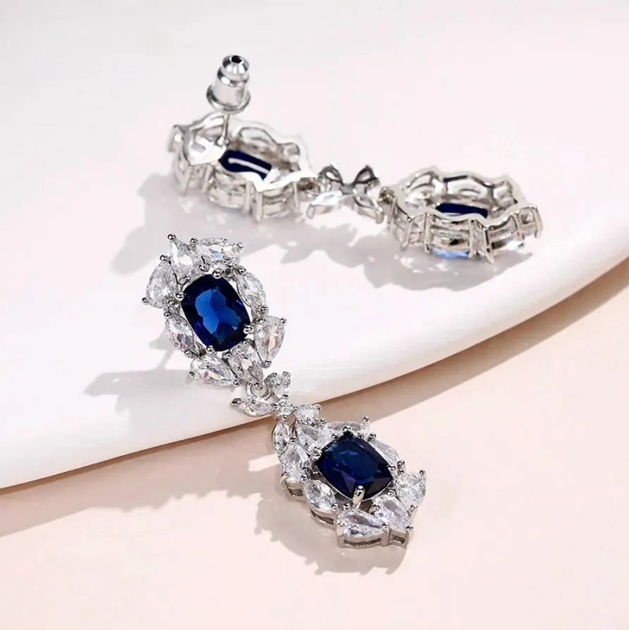 "Lillia" - Blue Cubic Zirconia Bridal Earrings