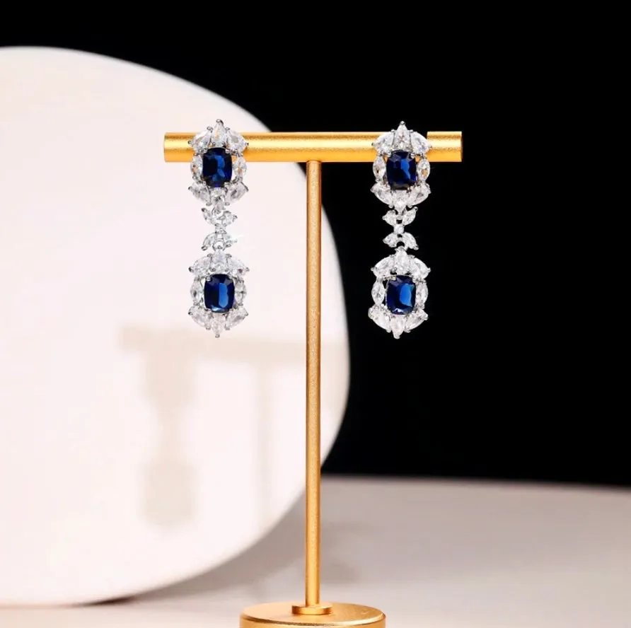 "Lillia" - Blue Cubic Zirconia Bridal Earrings