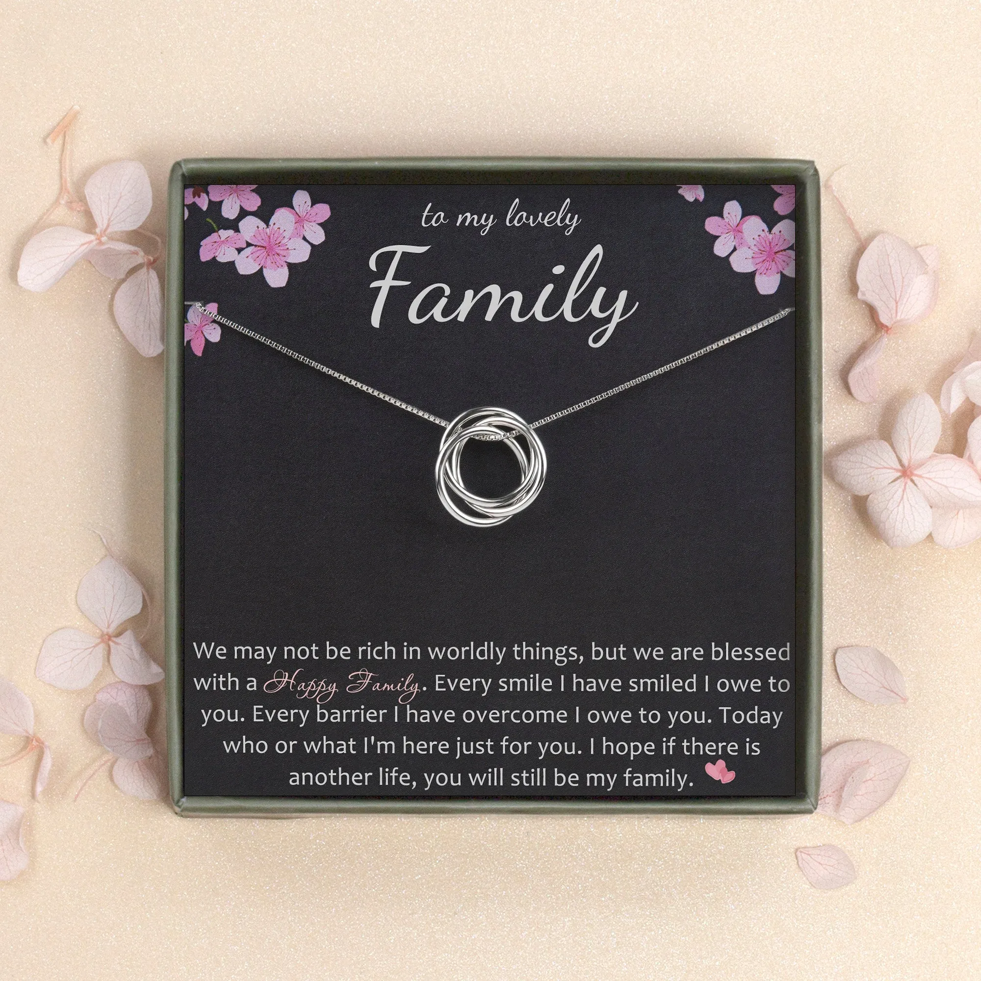 "To My Lovely Family" Card and Sterling Silver Necklace