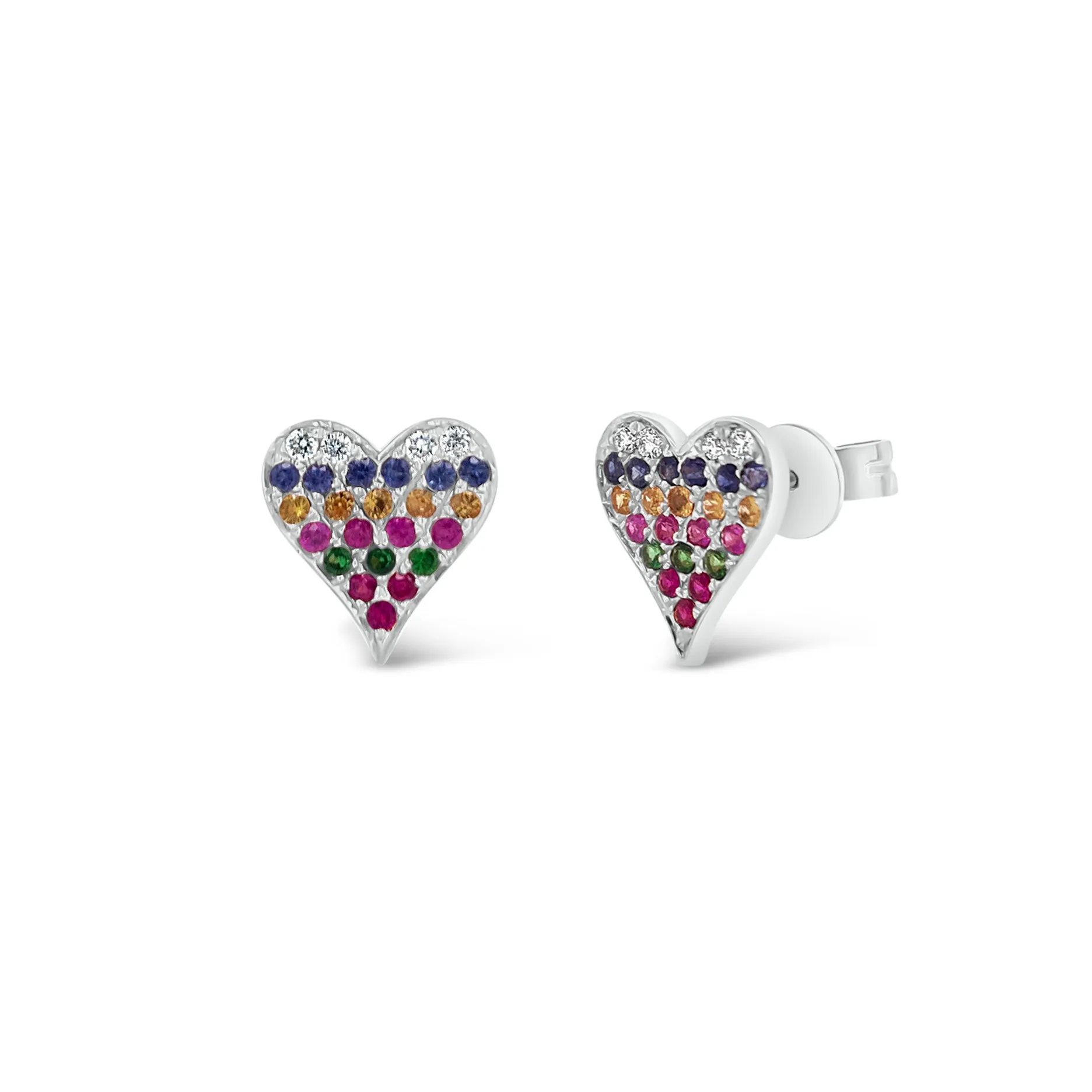 Rainbow Heart Stud Earrings