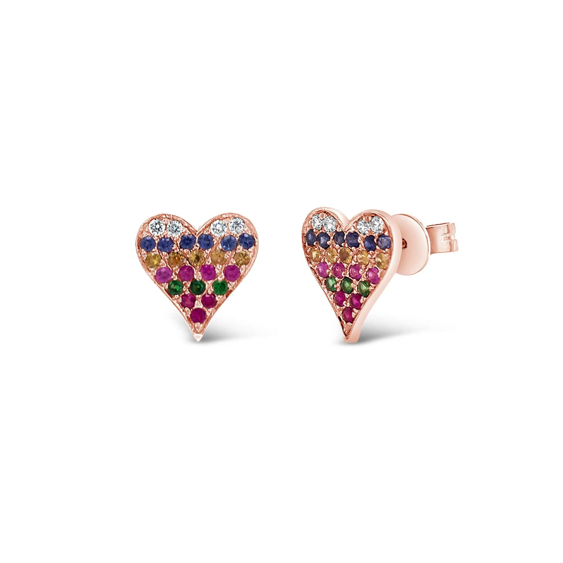 Rainbow Heart Stud Earrings