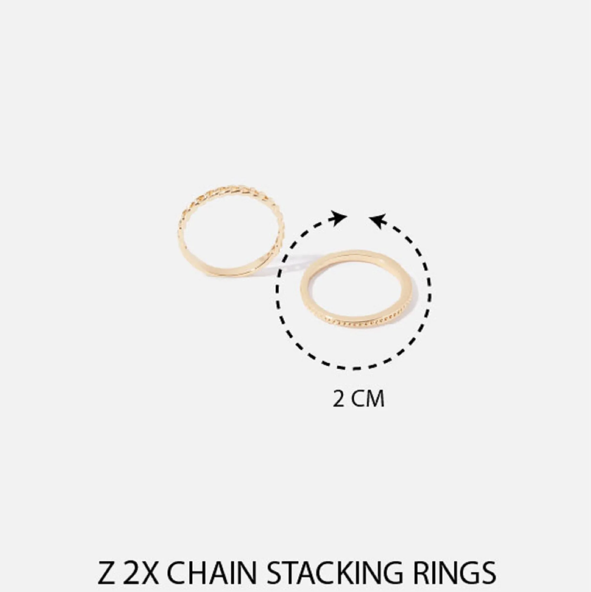 Real Gold Plated set of 2 Chain Stacking Rings For Women By Accessorize London-Medium