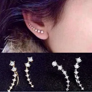 Rhinestone Ear Cuff  Wrap Piercing Ear clips Cartilage Clip Earring for Women