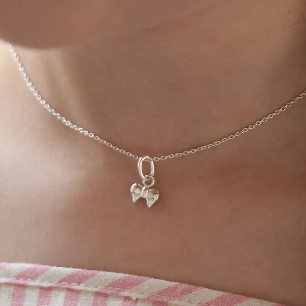 Ribbon Bow Pendant - Sterling Silver