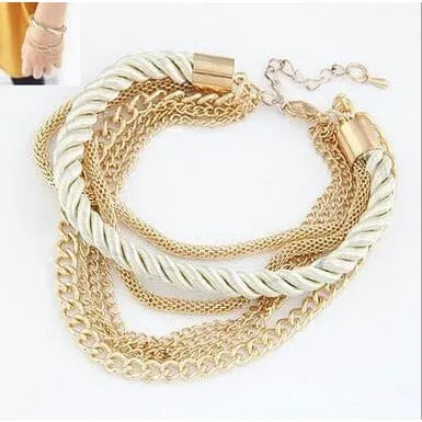 Rope with Chains and Heart Bangle Fashion Fun Cute Bracelets,