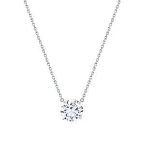 Round Diamond Pendant in 18k White Gold