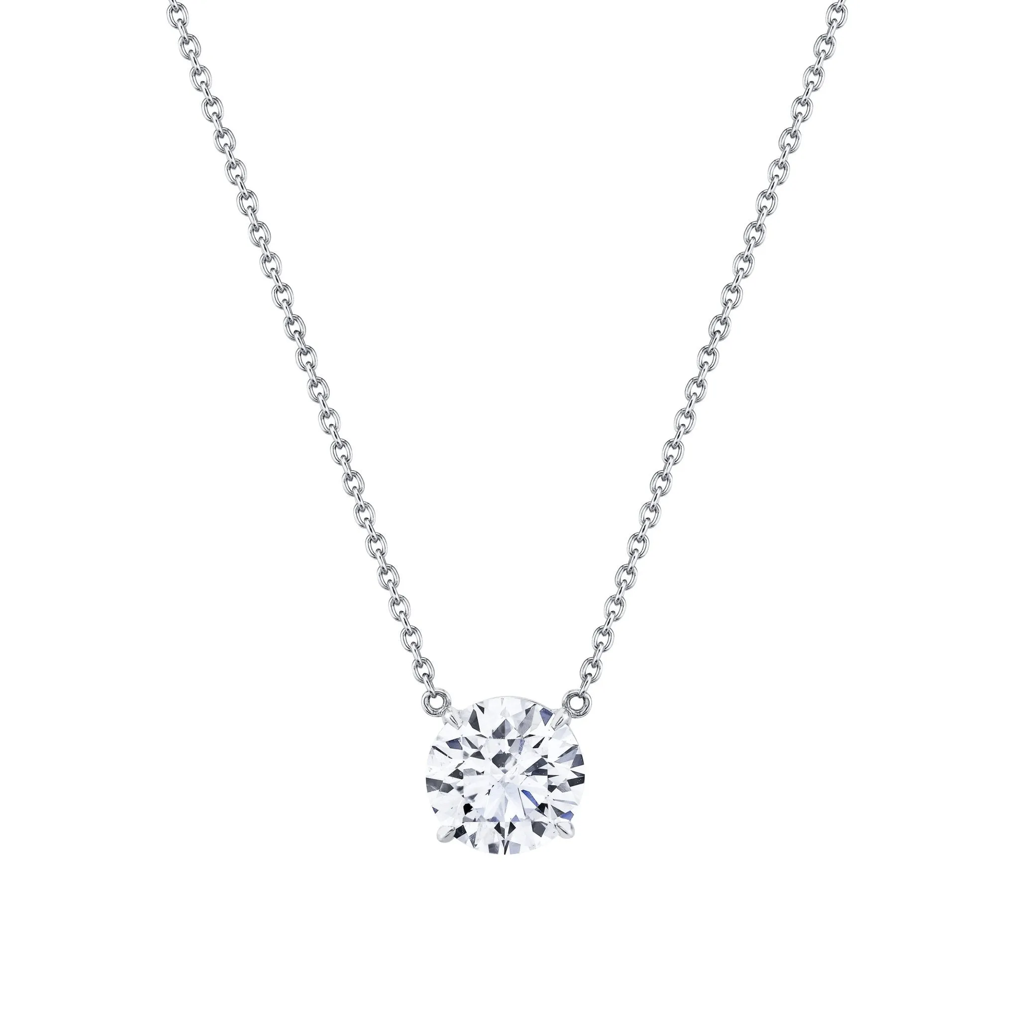 Round Diamond Pendant in 18k White Gold