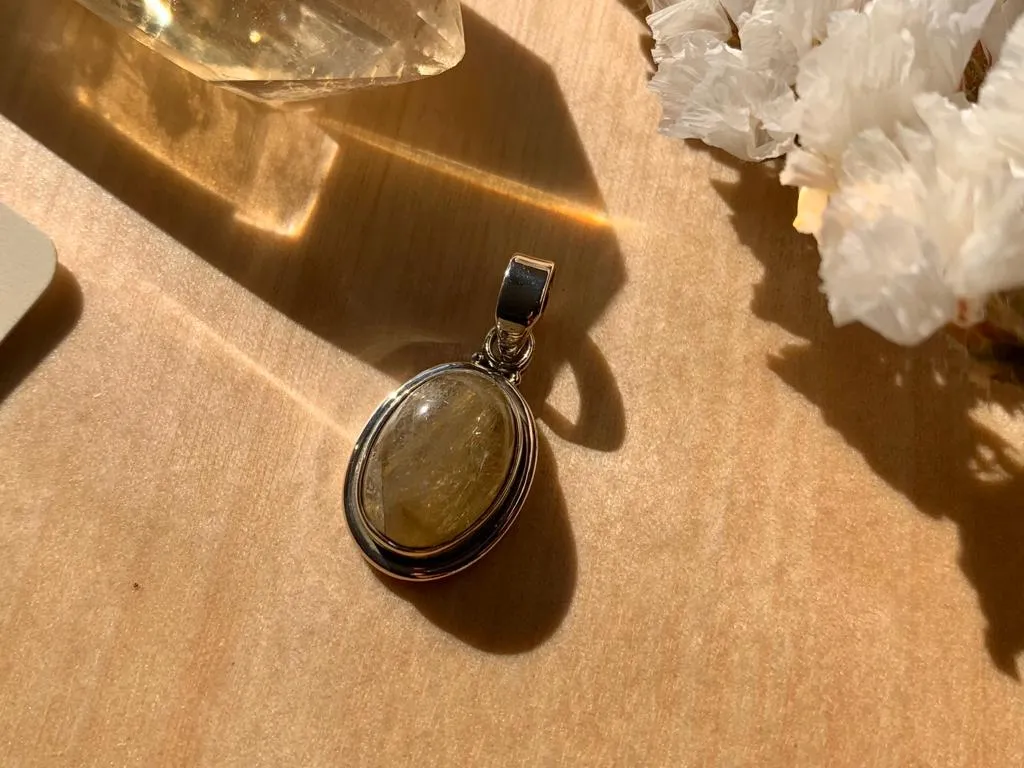 Rutilated Quartz Brea Pendant - XSmall Oval