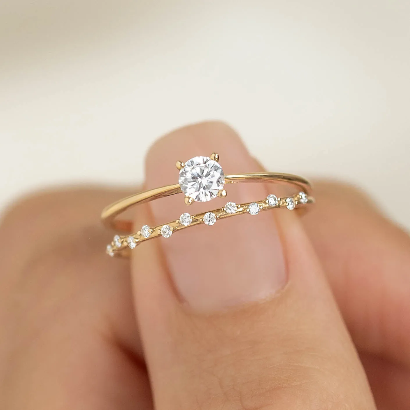 Scattered Diamond Ring 14k Gold - Halla