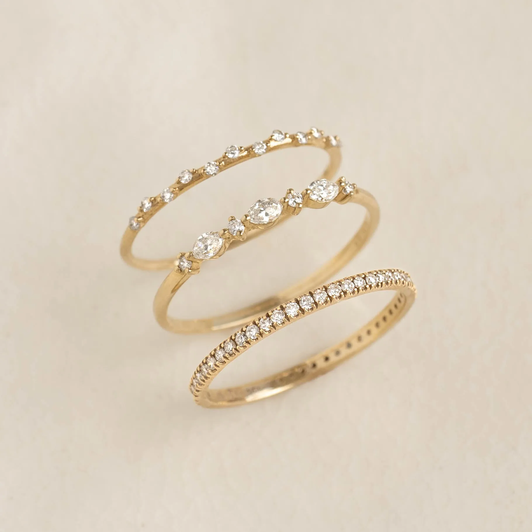 Scattered Diamond Ring 14k Gold - Halla