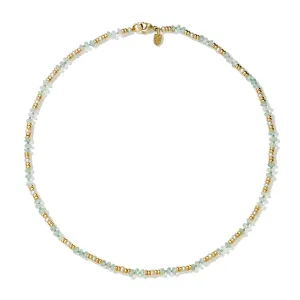 Serena Necklace Yellow Gold - Aquamarine & Pearl