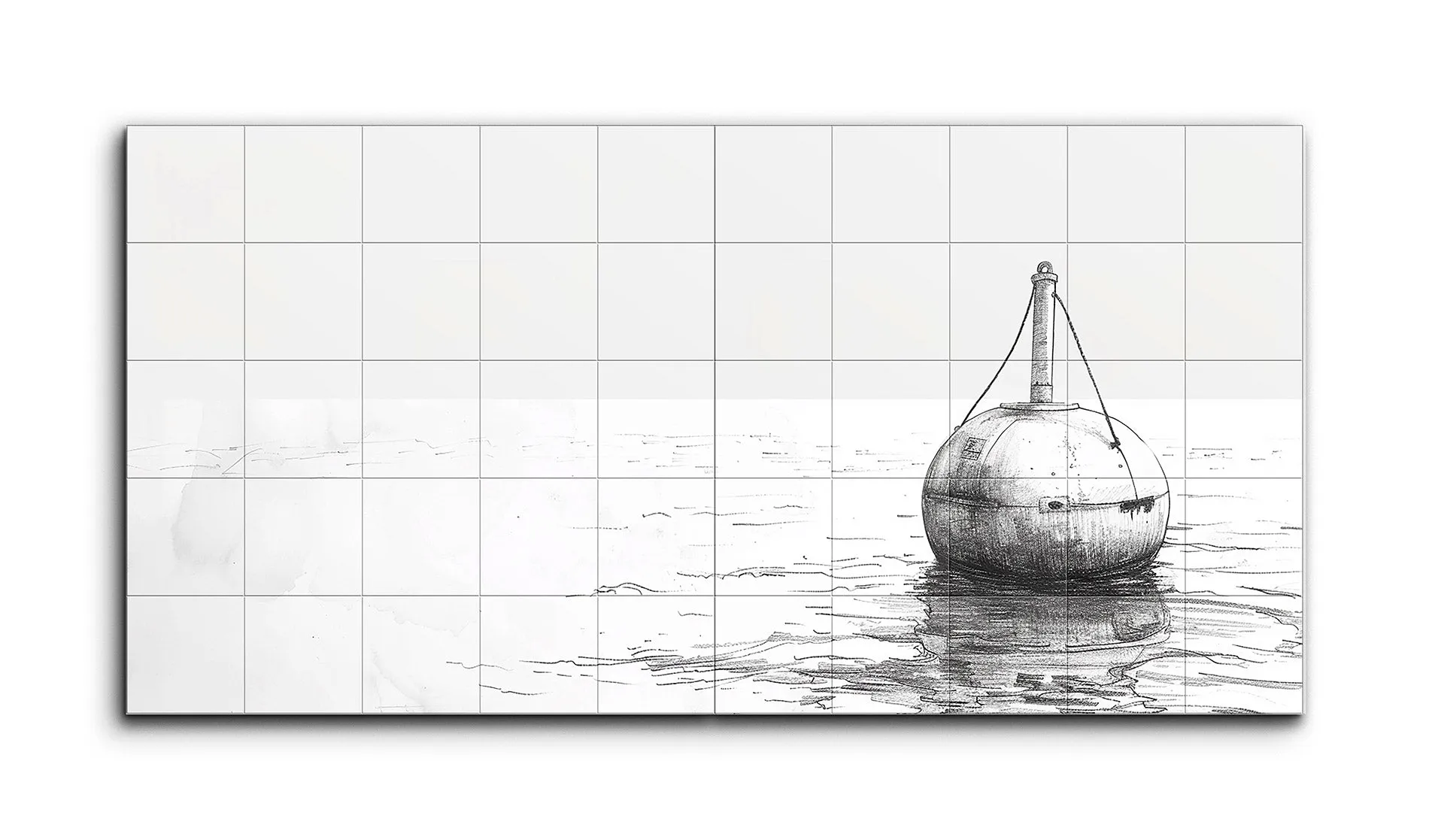 Serene Buoy: Minimalist Monochromatic Artwork