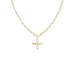 She's Classic Cross Drop Necklace in Gold