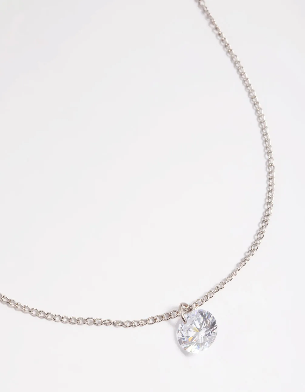 Silver Diamante Simple Necklace