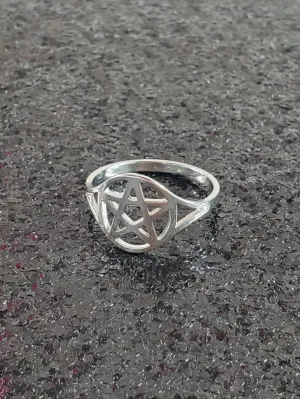 Silver Metal Pentacle Ring