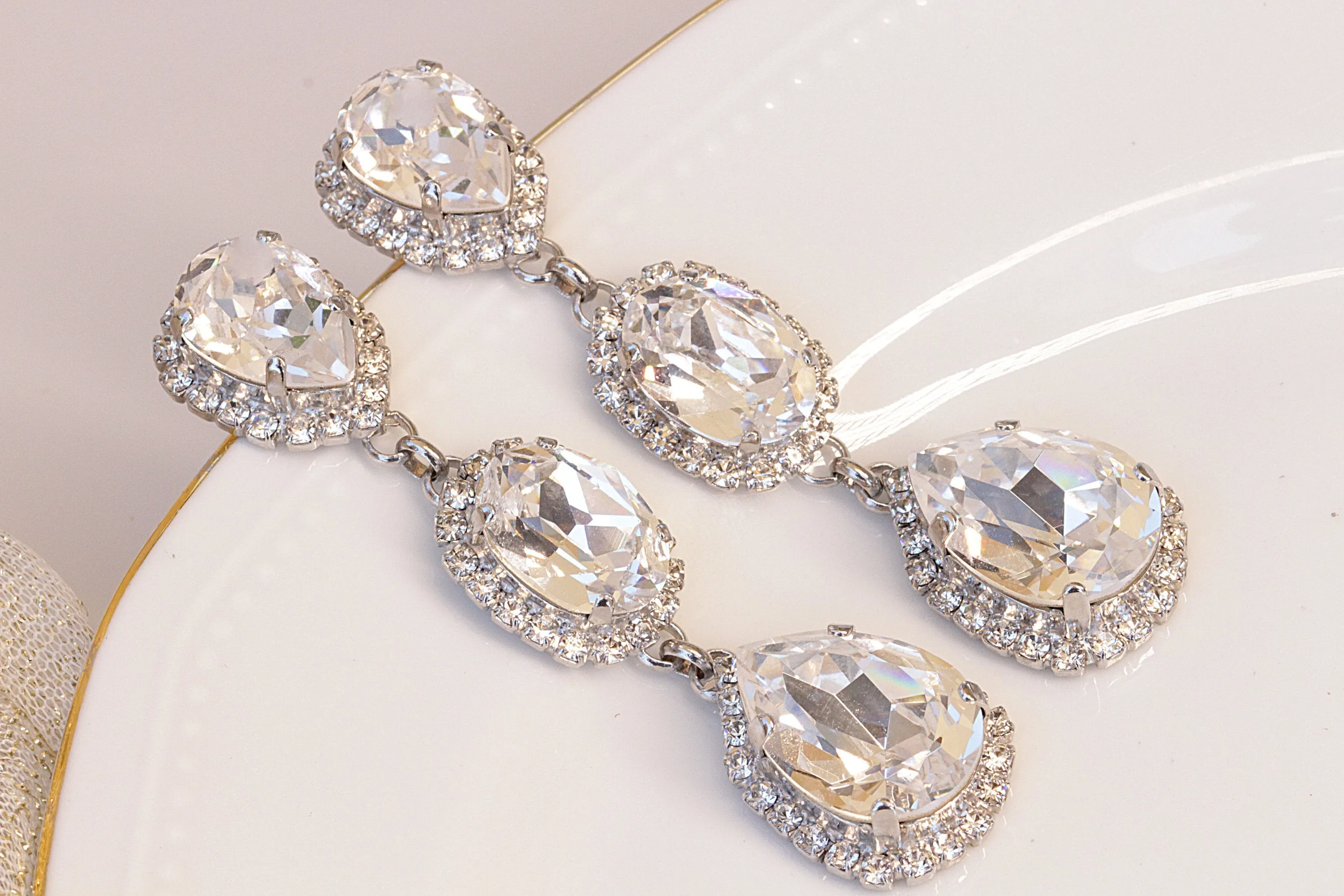 SILVER RHINESTONE EARRINGS