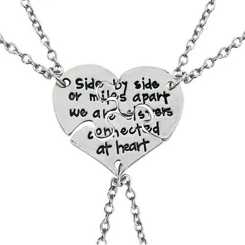 Simple Heart Necklace Sisters Pendant | Friendship Necklaces 2