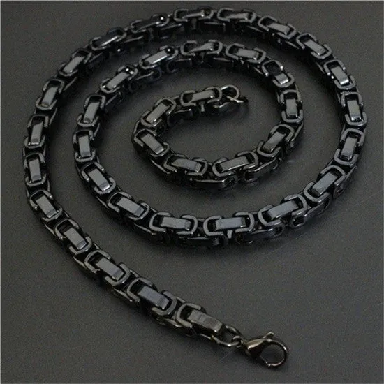 SKU R66 1604 R66 Stainless Steel Black Plated Polishing Motorcycle Chains Biker Necklace