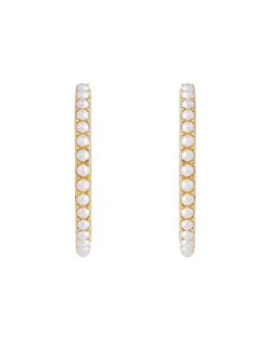 Slim Crystal Pearl XL Hoops