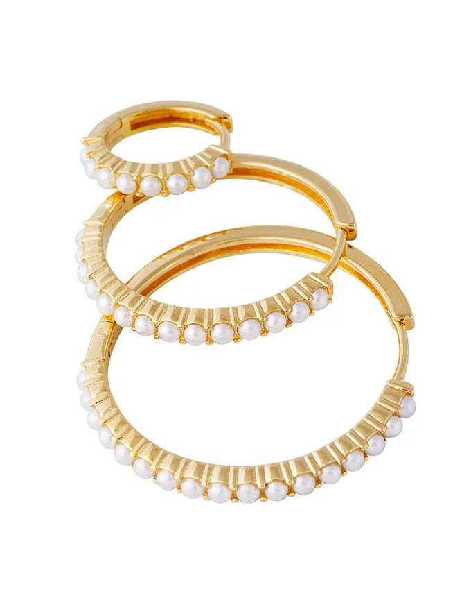 Slim Crystal Pearl XL Hoops